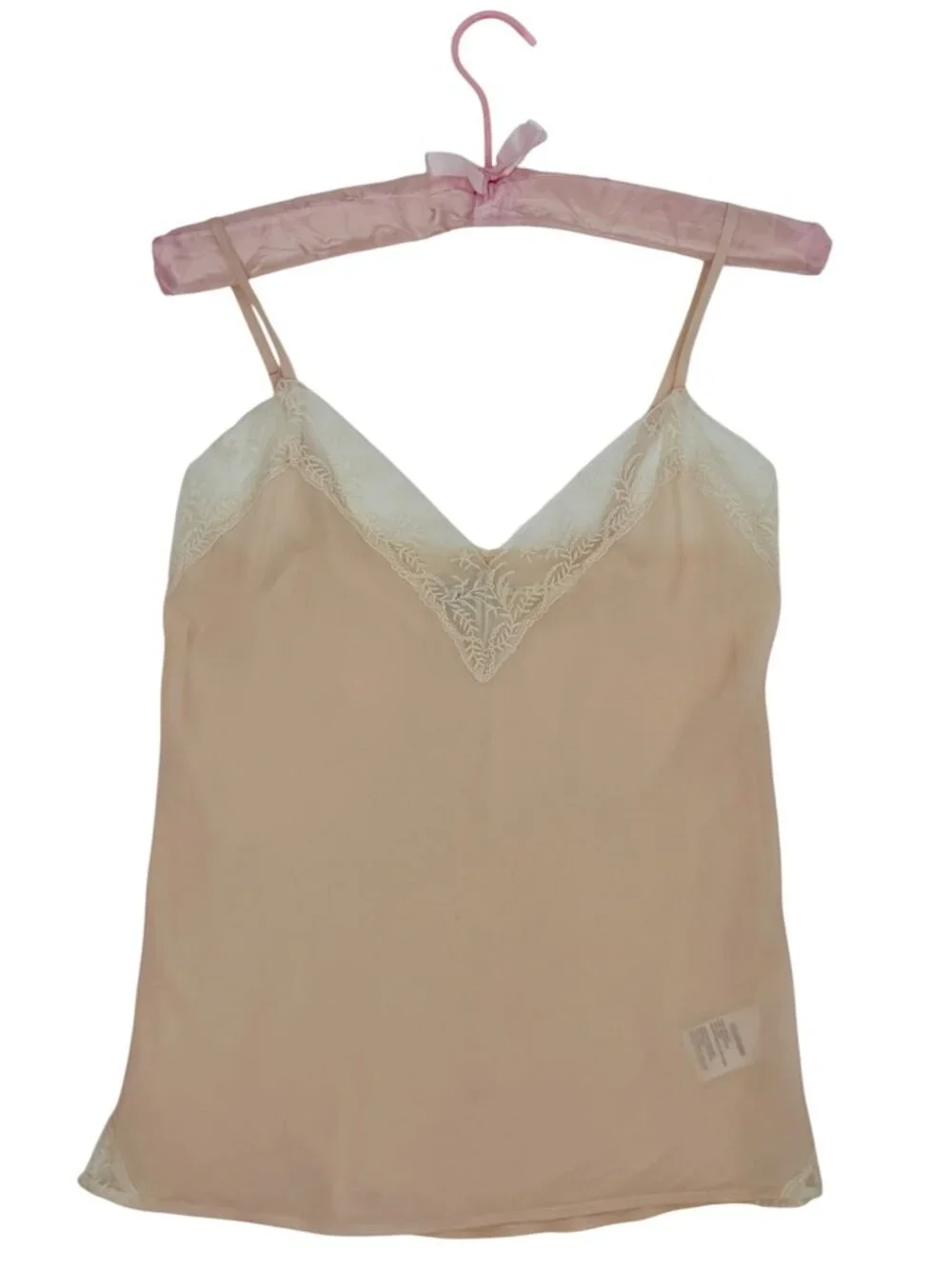 Urban Outfitters Pale Pink Silk Lace Trim Camisole Top | Mid 2010s Romantic Boho - Picture 16 of 16